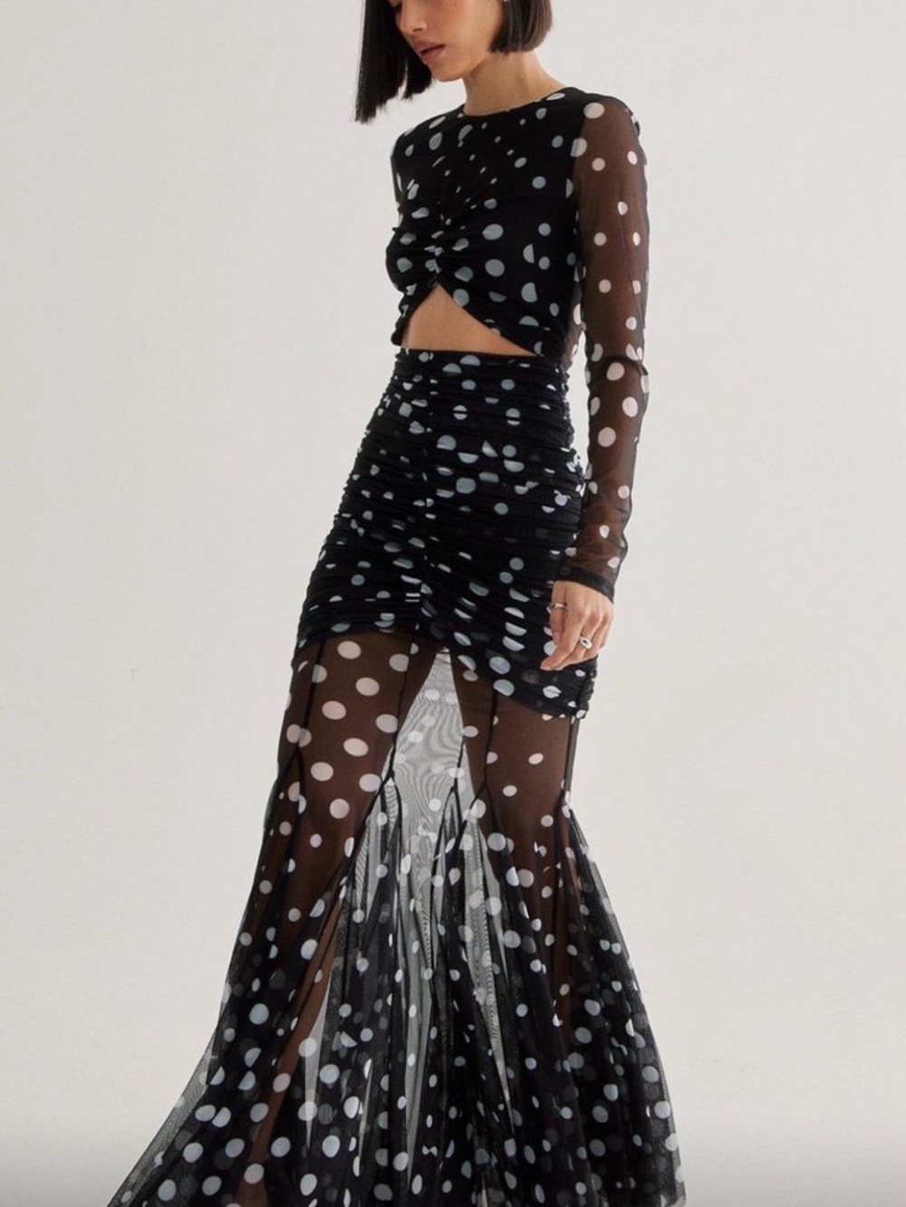 ASOS Black Polka Dot Maxi Dress with White Spots